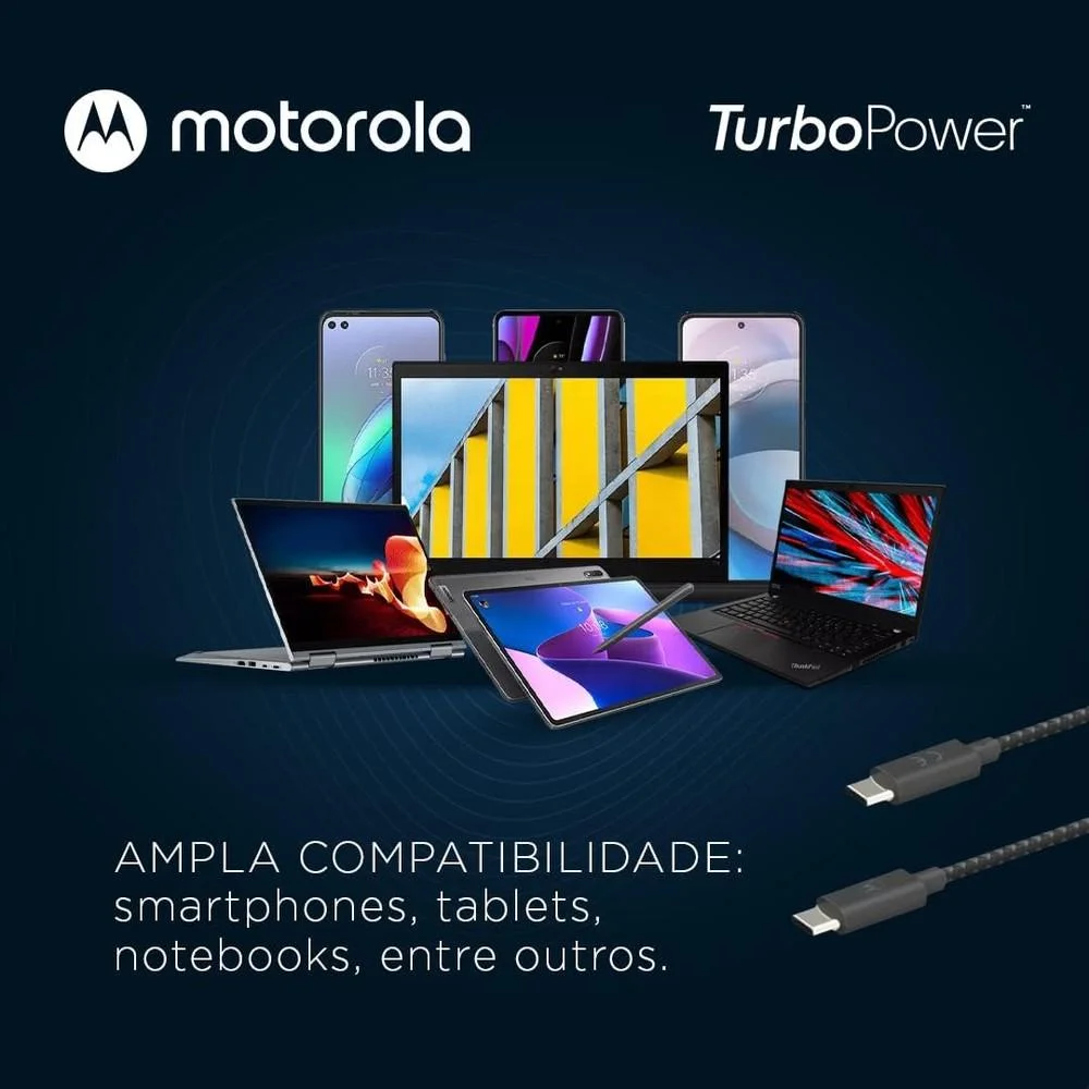 Imagem 2 de 3 do produto Cabo Motorola,USB Dados, Premium USB-c/USB-c, 1,5 Metros