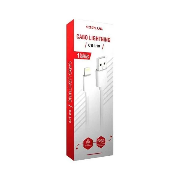 Imagem 2 de 4 do produto Cabo Usb X Lightning 1m 2a Cb-l10wh Branco C3plus C3Tech