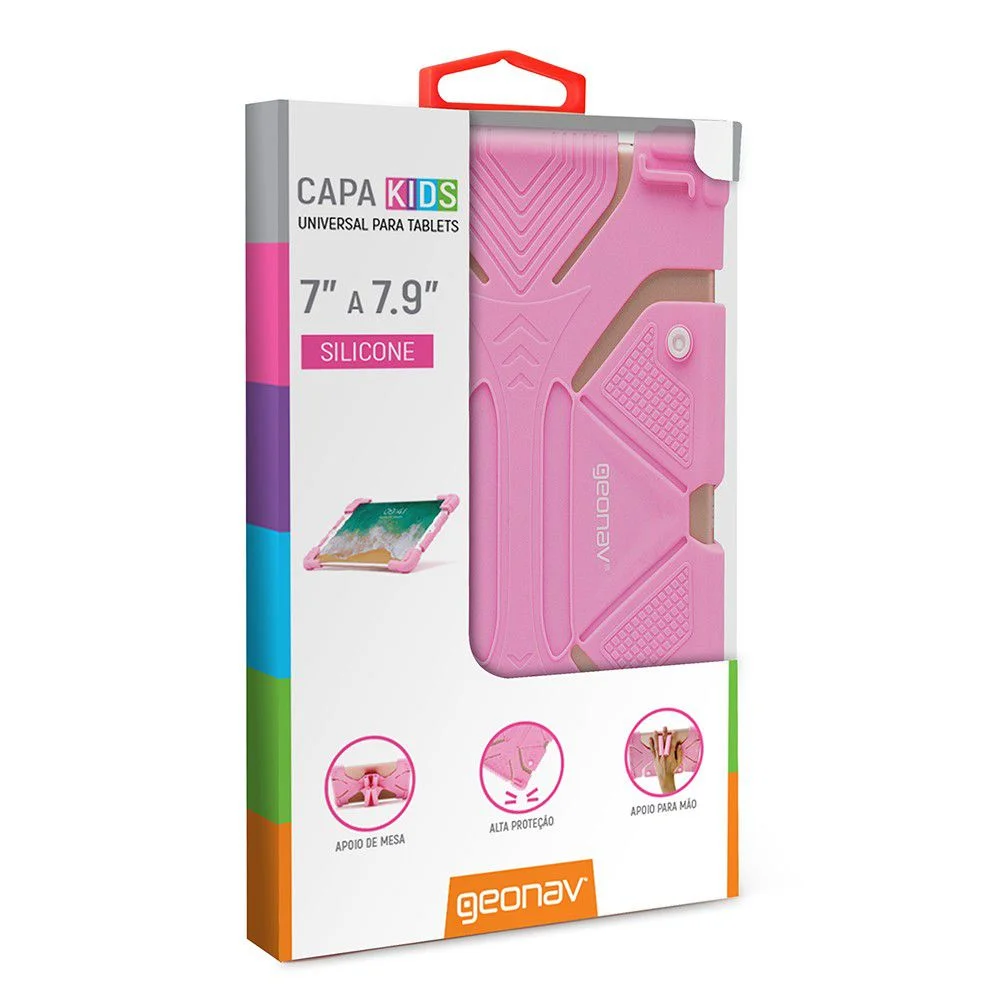 Imagem 3 de 5 do produto Capa Universal De Silicone Para Tablet 7"-7.9" Rosa Un779p Geonav
