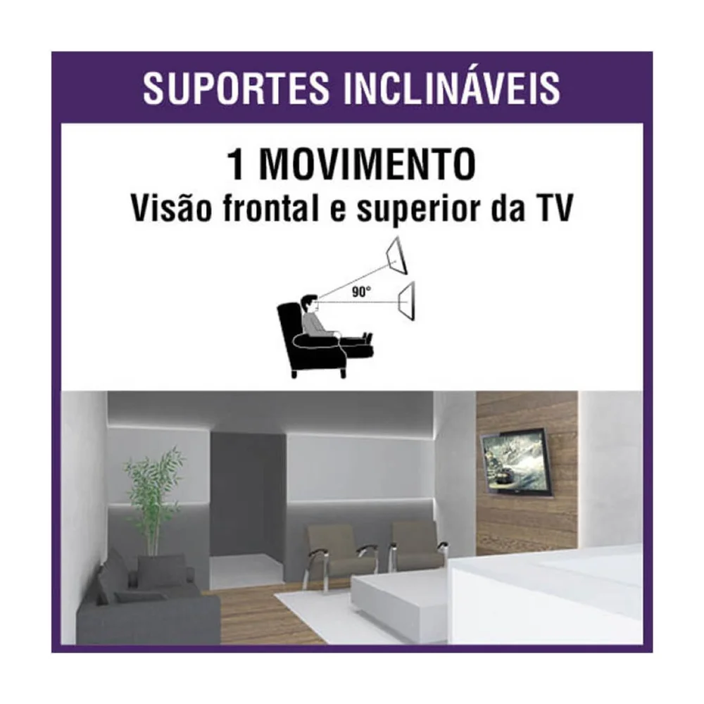 Imagem 2 de 4 do produto Suporte de Parede Inclinado Para Tv de 32 a 55 Polegadas Brasforma, Preto - Sbrp415