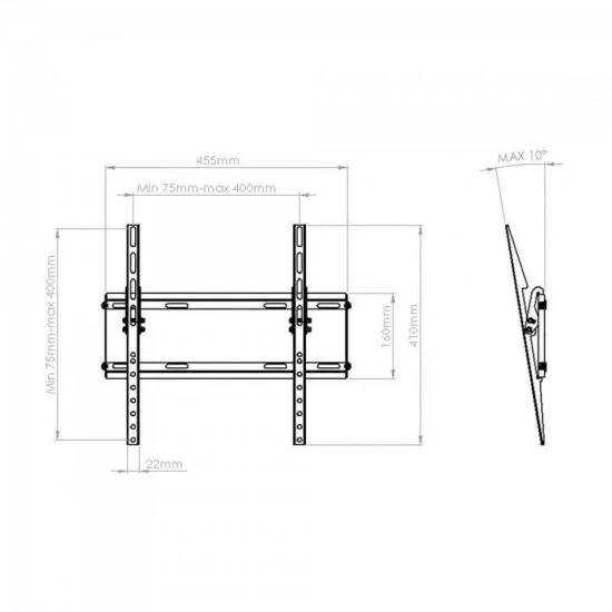 Imagem 4 de 4 do produto Suporte de Parede Inclinado Para Tv de 32 a 55 Polegadas Brasforma, Preto - Sbrp415