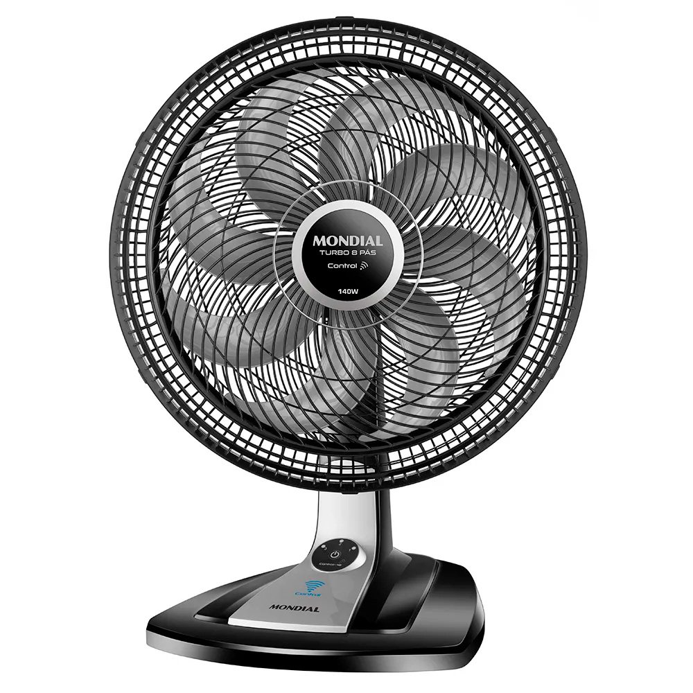Ventilador De Mesa Mondial Turbo, 8 Pás, 40 Cm, Vtx-40-8p-cr, 127v, Preto/Prata