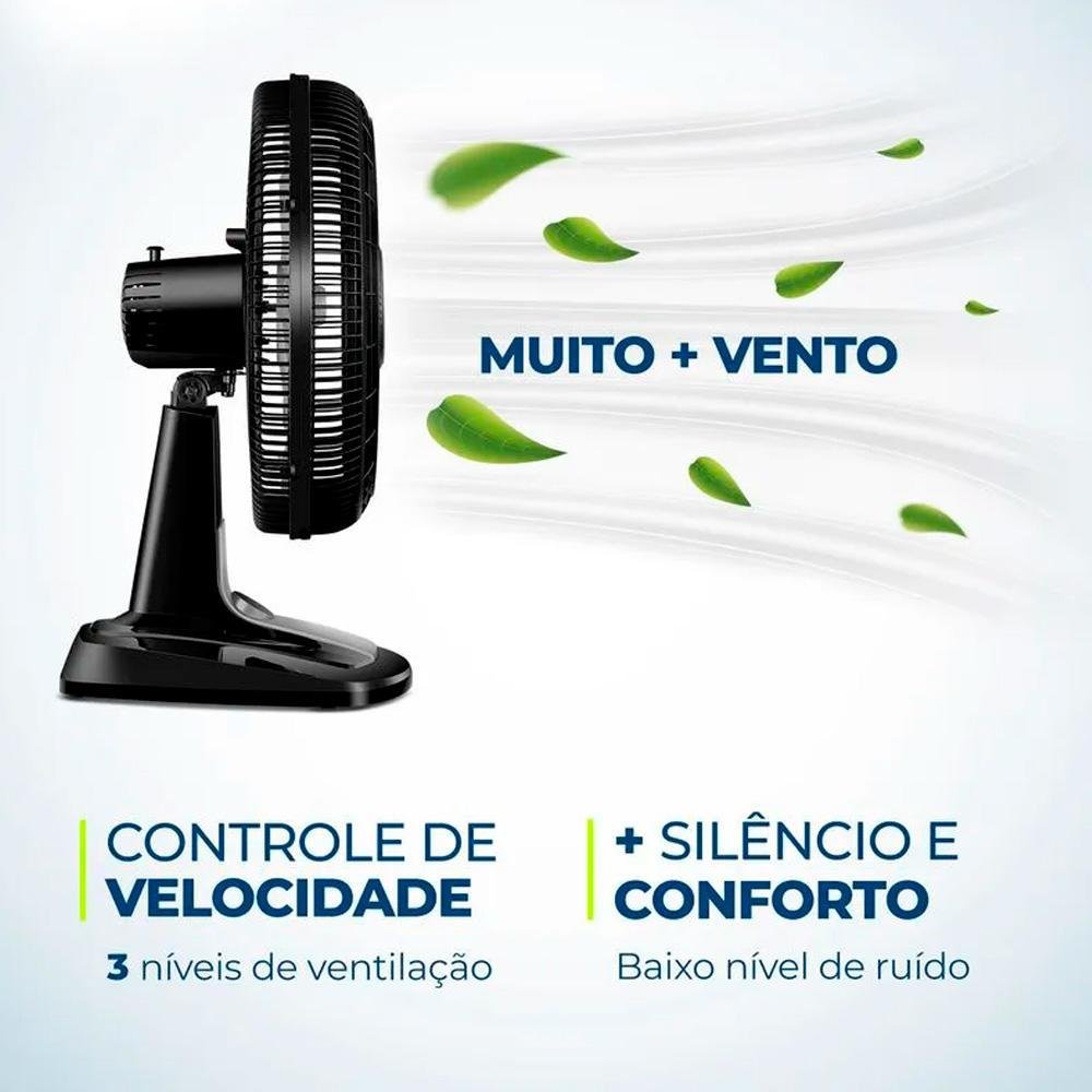 Ventilador De Mesa Mondial Turbo, 8 Pás, 40 Cm, Vtx-40-8p-cr, 127v, Preto/Prata