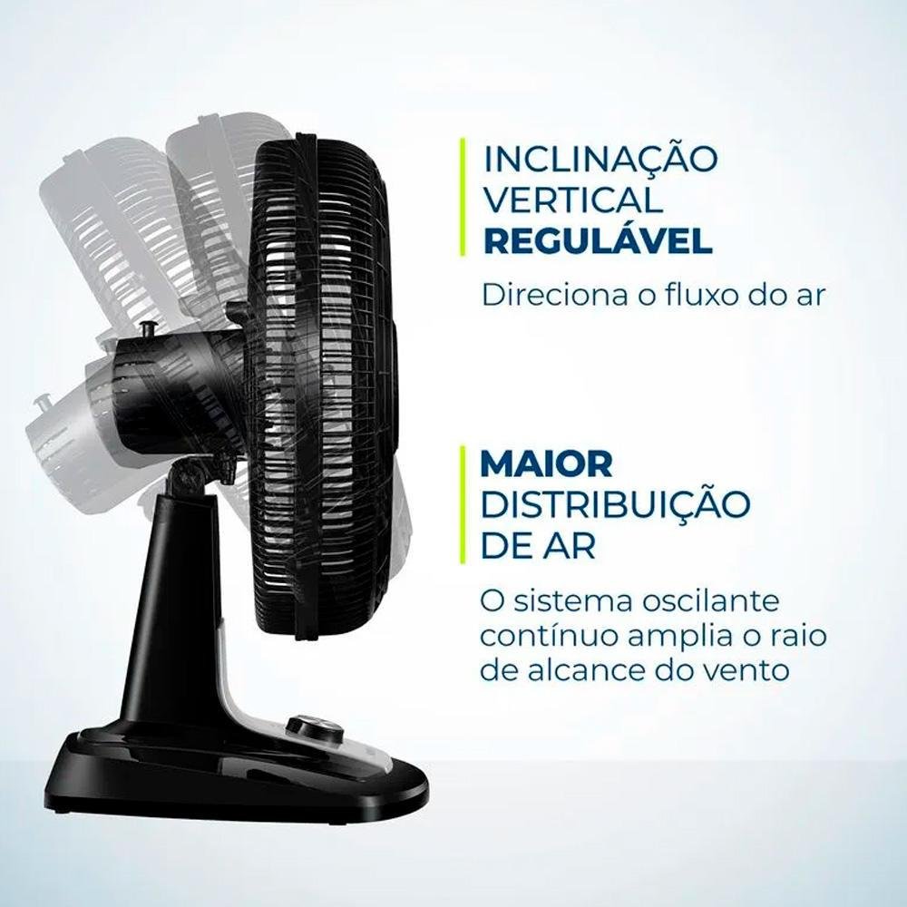 Ventilador De Mesa Mondial Turbo, 8 Pás, 40 Cm, Vtx-40-8p-cr, 127v, Preto/Prata