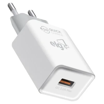 Carregador De Parede Usb Universal, 1 Porta Usb-a Quick Charge 3.0 18w, Carga Rápida, Branco, Wc1s-qc3, Elg