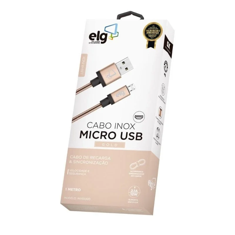 Imagem 2 de 5 do produto Cabo Micro Usb X Usb 1.0m Gold Elg Inx510gd