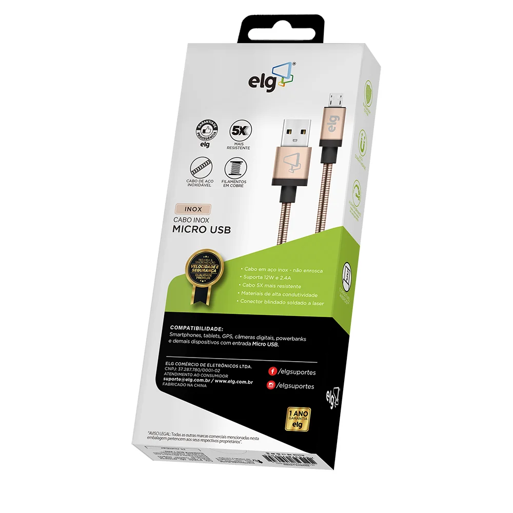 Imagem 3 de 5 do produto Cabo Micro Usb X Usb 1.0m Gold Elg Inx510gd