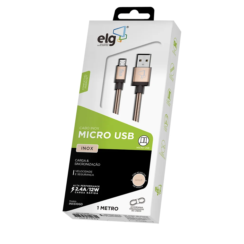 Imagem 4 de 5 do produto Cabo Micro Usb X Usb 1.0m Gold Elg Inx510gd