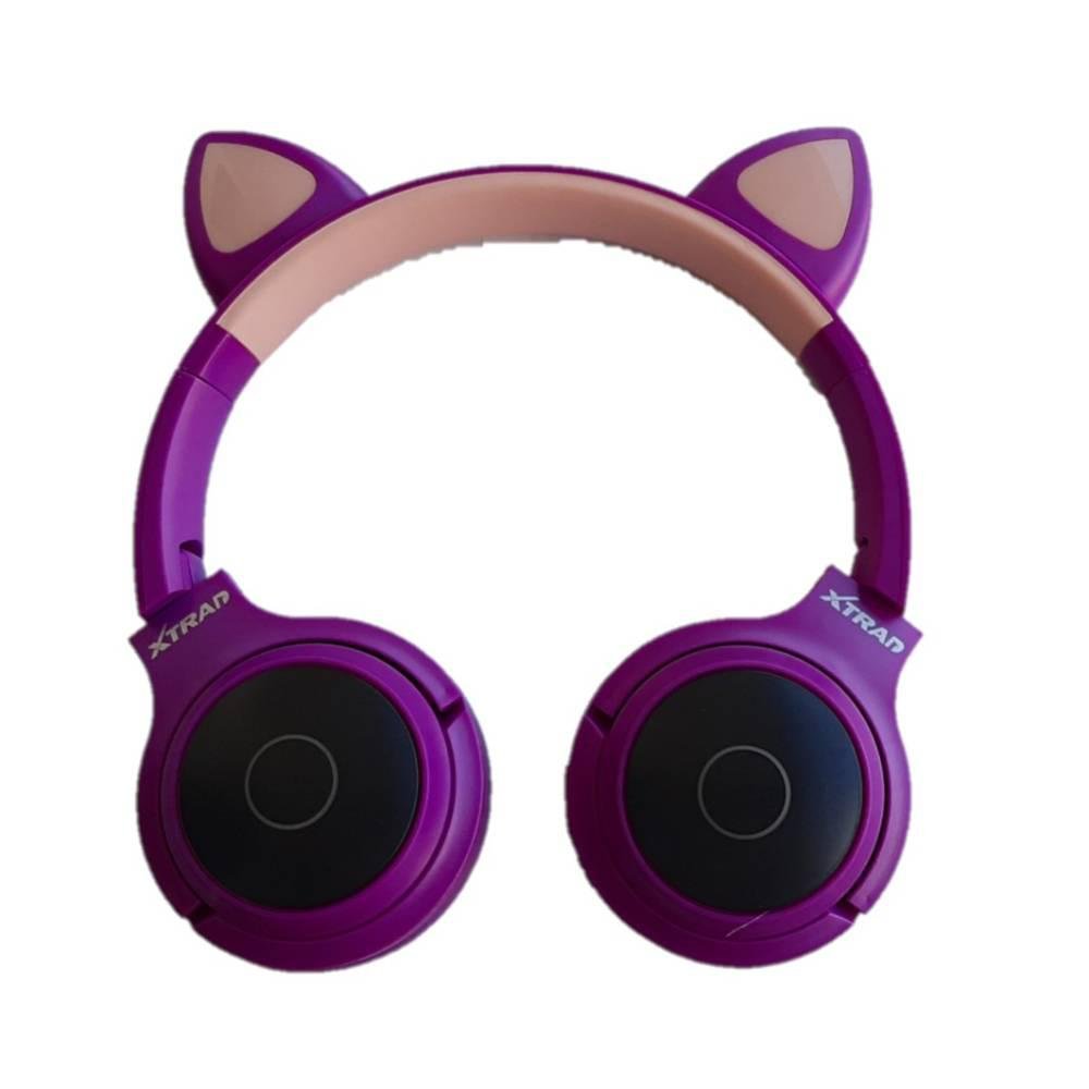 Fone De Ouvido Rosa Azul Roxo Preto Gatinho Bluetooth Led Orelha Gato  Dobrável sem Fio - AliExpress