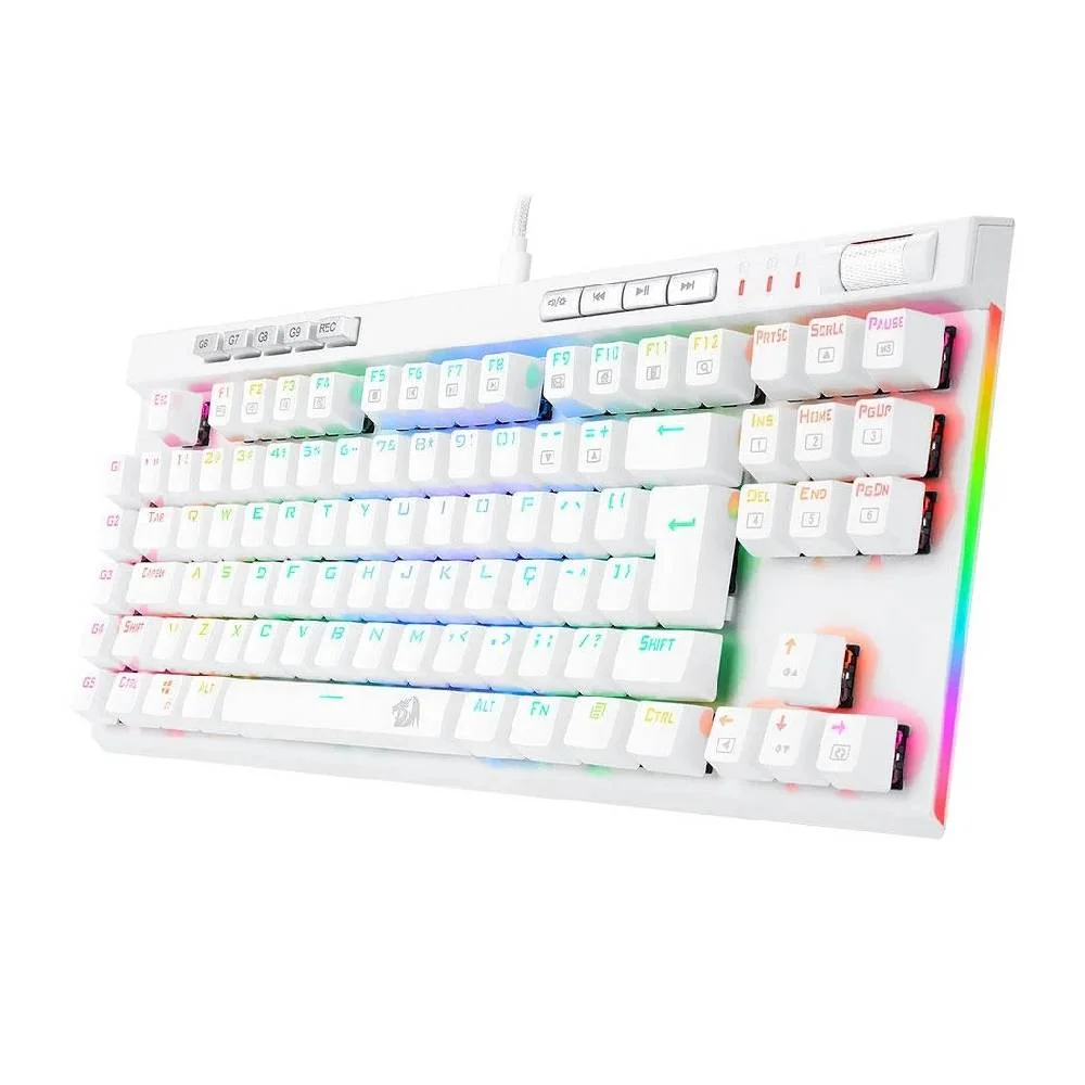 Imagem 4 de 5 do produto Teclado Óptico Gamer Redragon Magic-wand Pro, RGB, Branco, Switch Azul, ABNT2