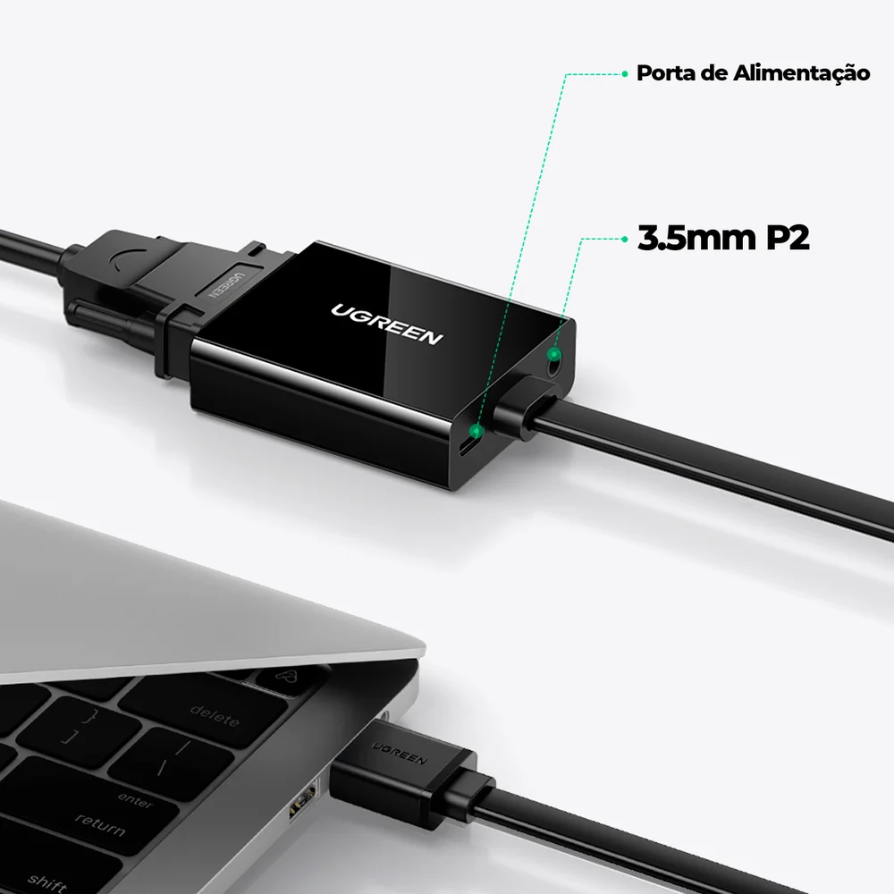 Imagem 4 de 5 do produto Ugreen Adaptador HDMI Para VGA + Audio P2 Alimentado USB Ps4