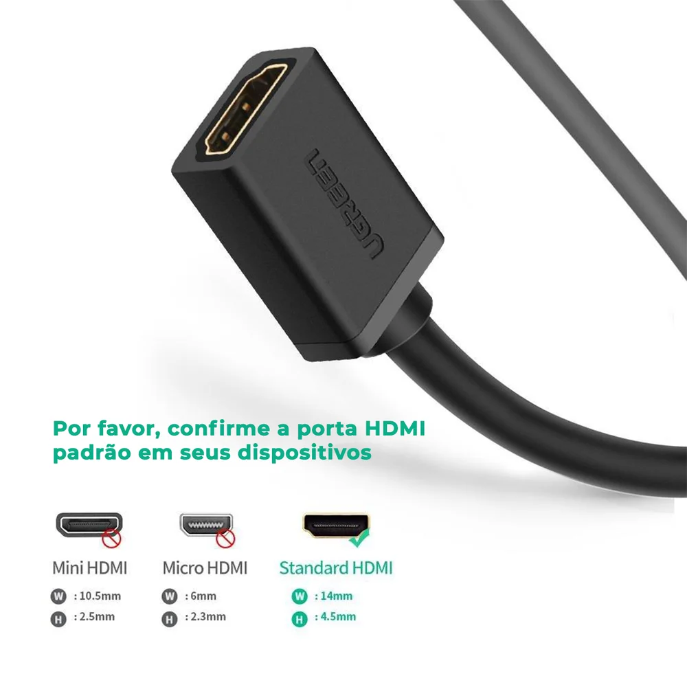 Imagem 3 de 5 do produto Cabo Extensão HDMI 2.0 Ugreen Fullhd 4k Tv Extensor 1m