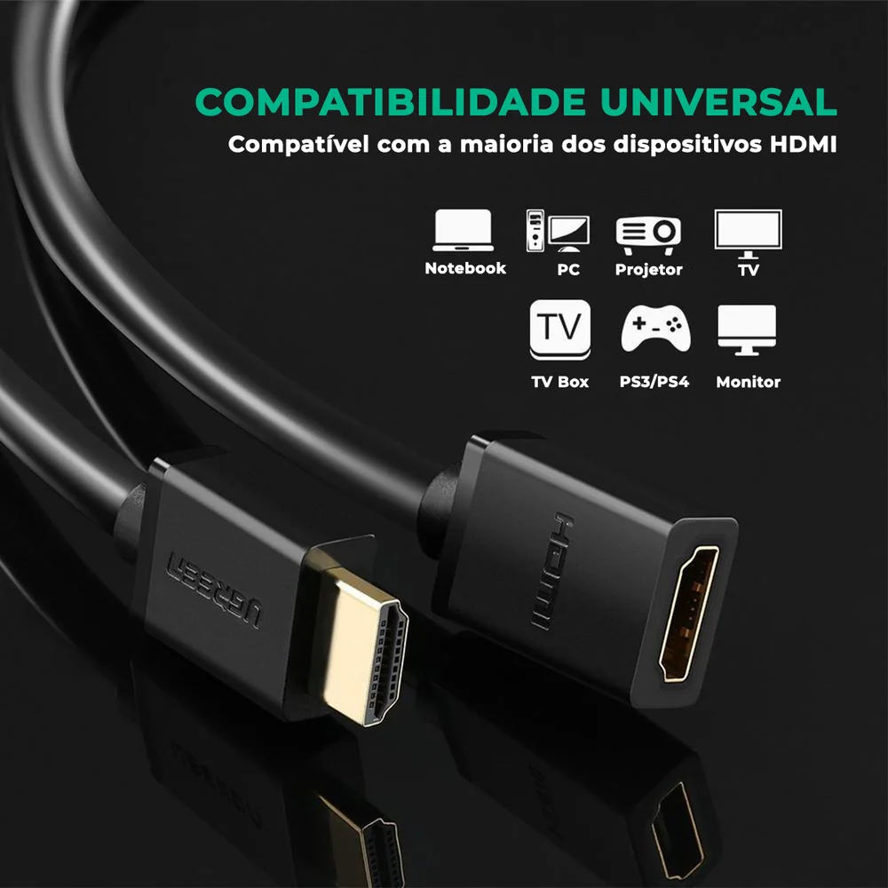Imagem 4 de 5 do produto Cabo Extensão HDMI 2.0 Ugreen Fullhd 4k Tv Extensor 1m