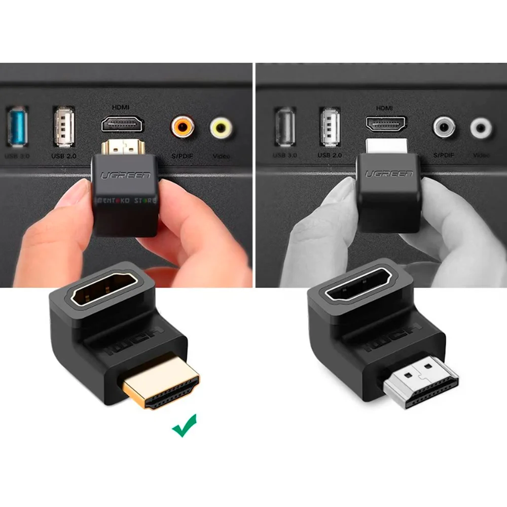 Imagem 2 de 5 do produto Adaptador Conector 90 HDMI 270º Up Cima Ugreen
