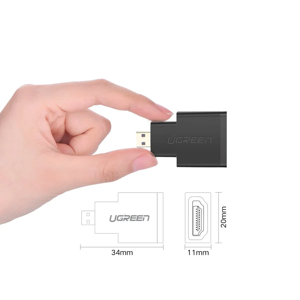 Imagem 2 de 5 do produto Ugreen Adaptador Micro Hdmi Macho Para Hdmi 2.0 Femea 4k60hz