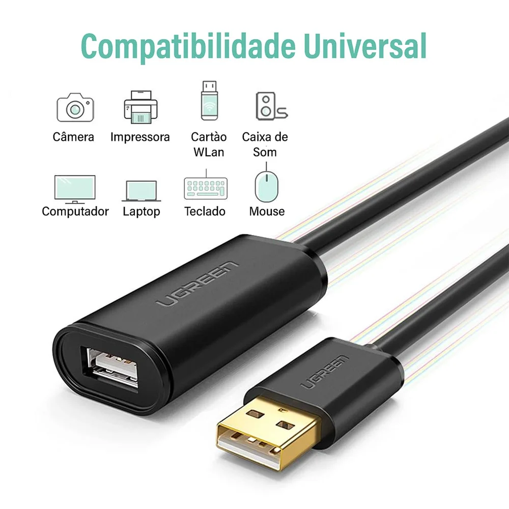 Imagem 5 de 5 do produto Ugreen Cabo Extensor Usb 2.0 Extensão Amplificado Ativo 10m