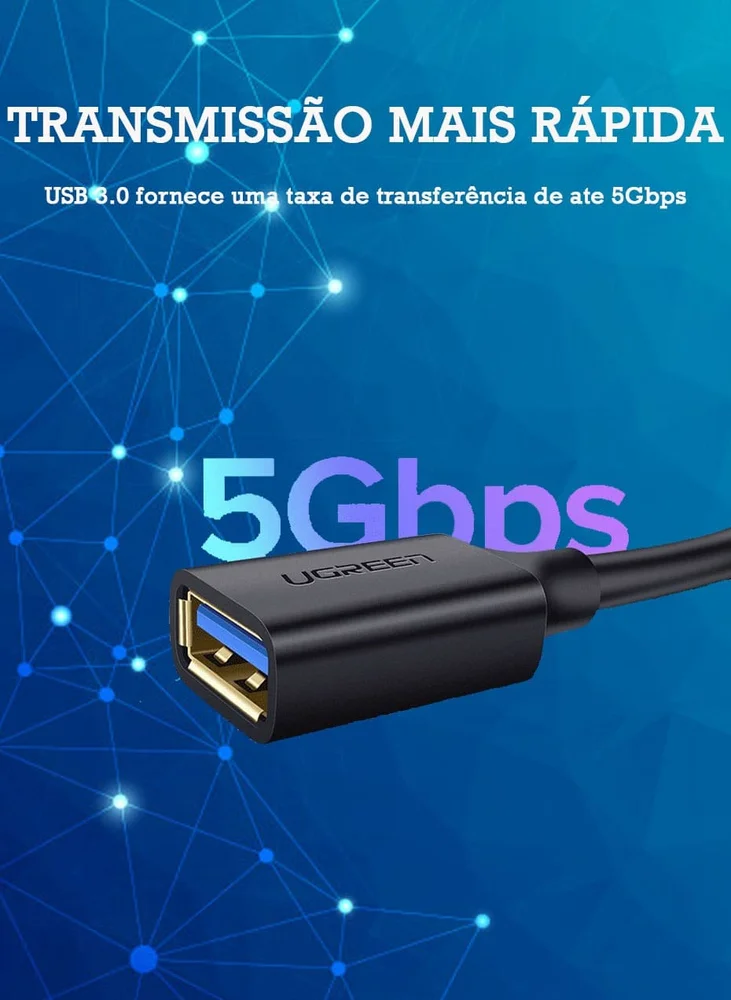 Imagem 4 de 5 do produto Cabo Extensor USB 3.0 Ugreen, 5gbps, Extensão 2m