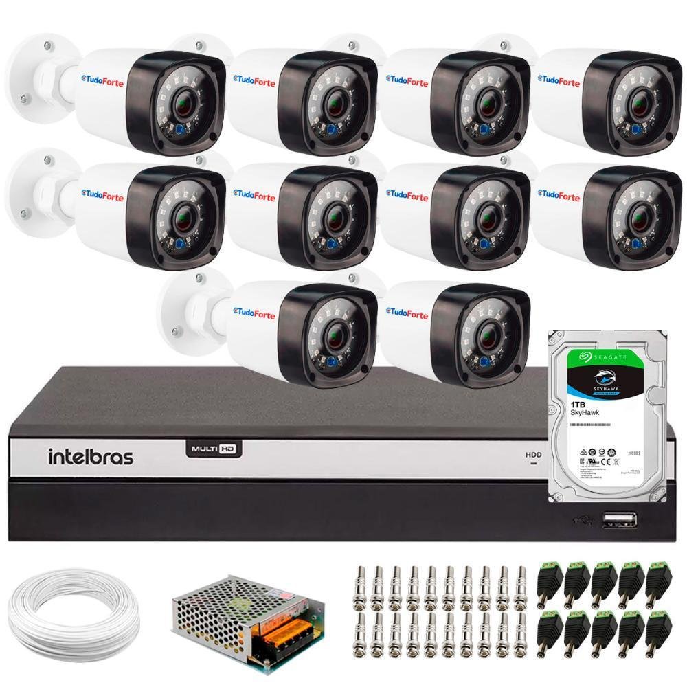 Kit 16 Câmeras Full Hd 1080p 2mp Bullet Dvr Intelbras 16 Canais