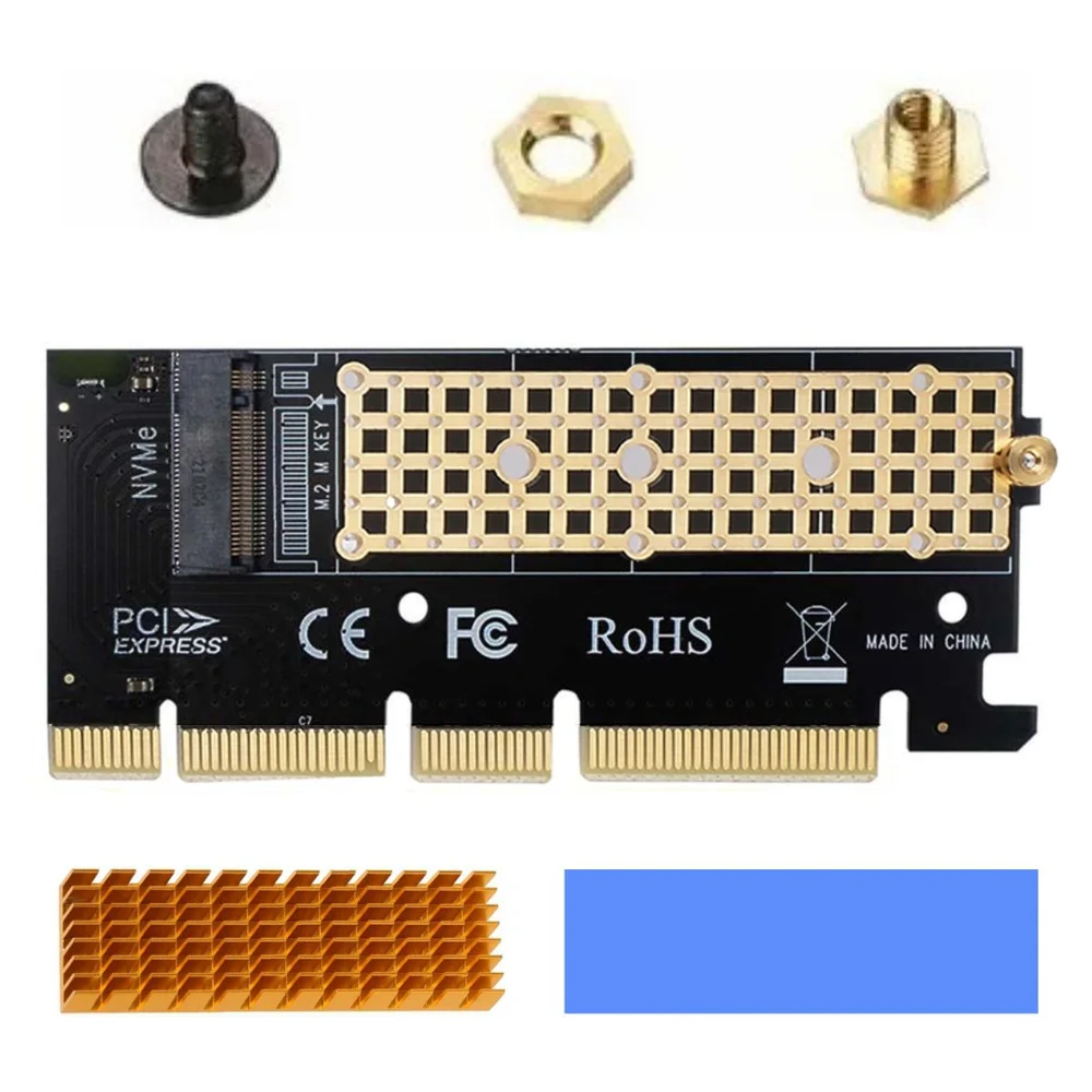 Adaptador Placa Conector Conversor P/ SSD M2 Nvme Pci-e Pci Express 4.0 + Dissipador Em Alumínio Cor: Dourado Adaptador Placa Conector Conversor P/ SSD M2 Nvme Pci-e Pci Express 4.0 + Dissipador Em Alumínio Cor: Dourado