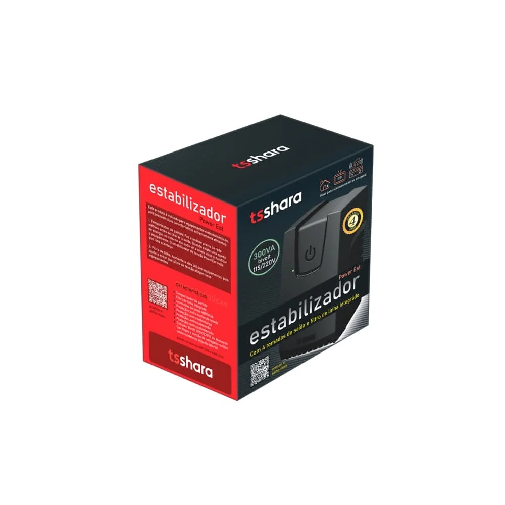 Imagem 5 de 5 do produto Estabilizador Ts Shara Powerest, 300va, 9101, 115v, 4 Tomadas, Bivolt