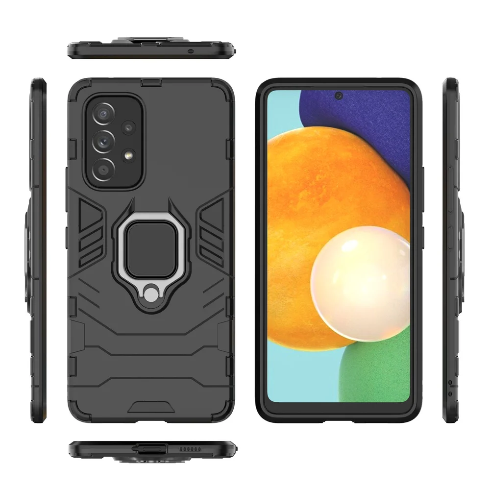Imagem 2 de 5 do produto Capa Case Capinha Samsung A53 5g, 4em1 Anti Impacto Queda Militar Protetora Com Anel E Base, Preto