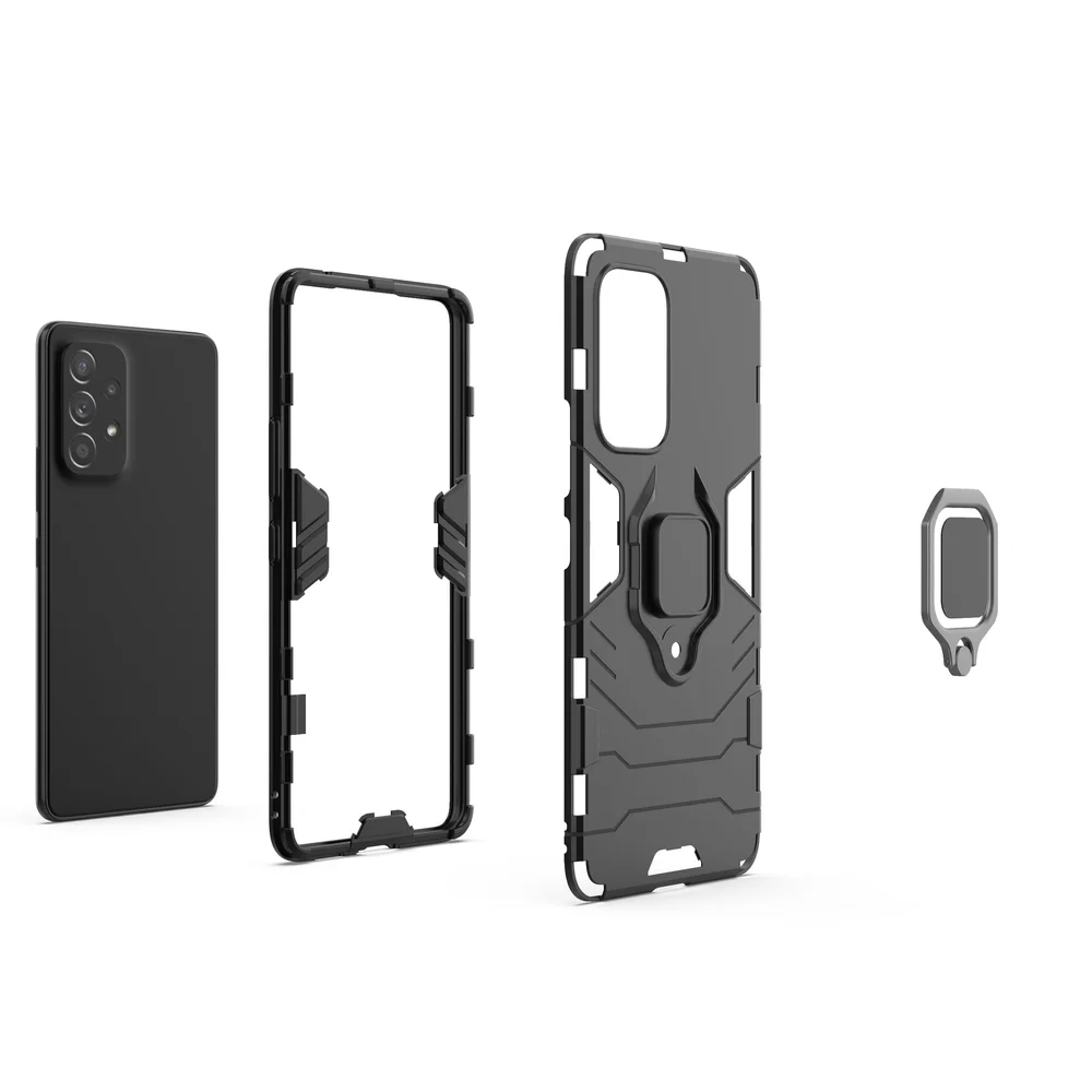 Imagem 5 de 5 do produto Capa Case Capinha Samsung A53 5g, 4em1 Anti Impacto Queda Militar Protetora Com Anel E Base, Preto