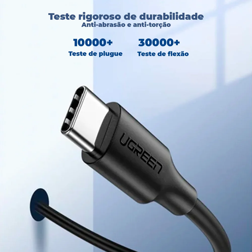 Imagem 2 de 5 do produto Ugreen Cabo Usb C Macho Carregador Celular 60w Premium 2m