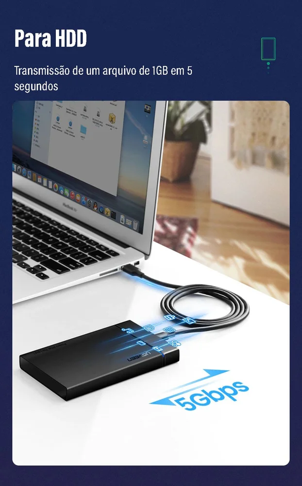 Imagem 3 de 5 do produto Ugreen Cabo Celular Tablet Usb C Macho 3.0 Usb A 5gbps 1.5m