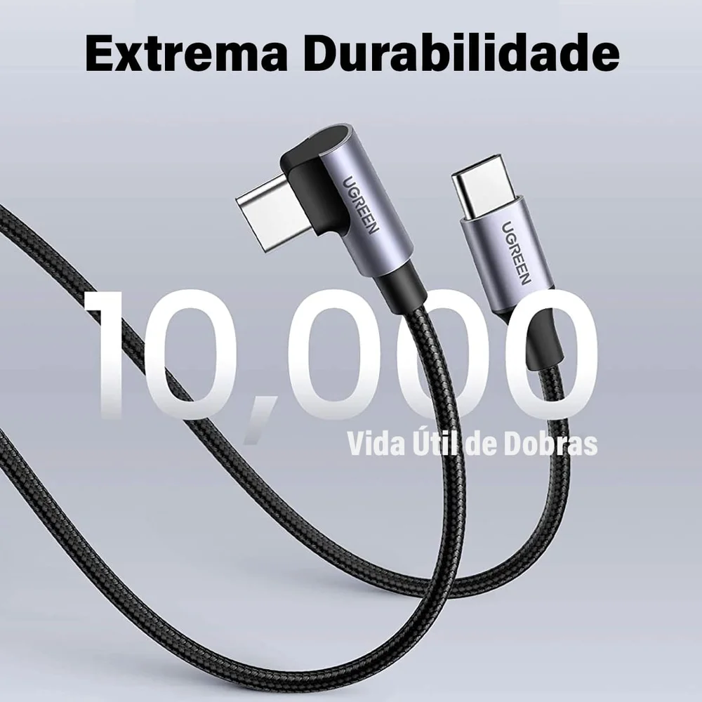Imagem 2 de 5 do produto Cabo Celular USB C 90 2.0 Ugreen Turbo 3a Android 2m