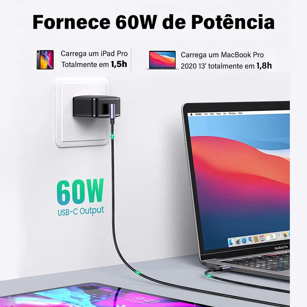 Imagem 4 de 5 do produto Ugreen Cabo Celular Usb C 90 2.0 Turbo 3a Android 1m