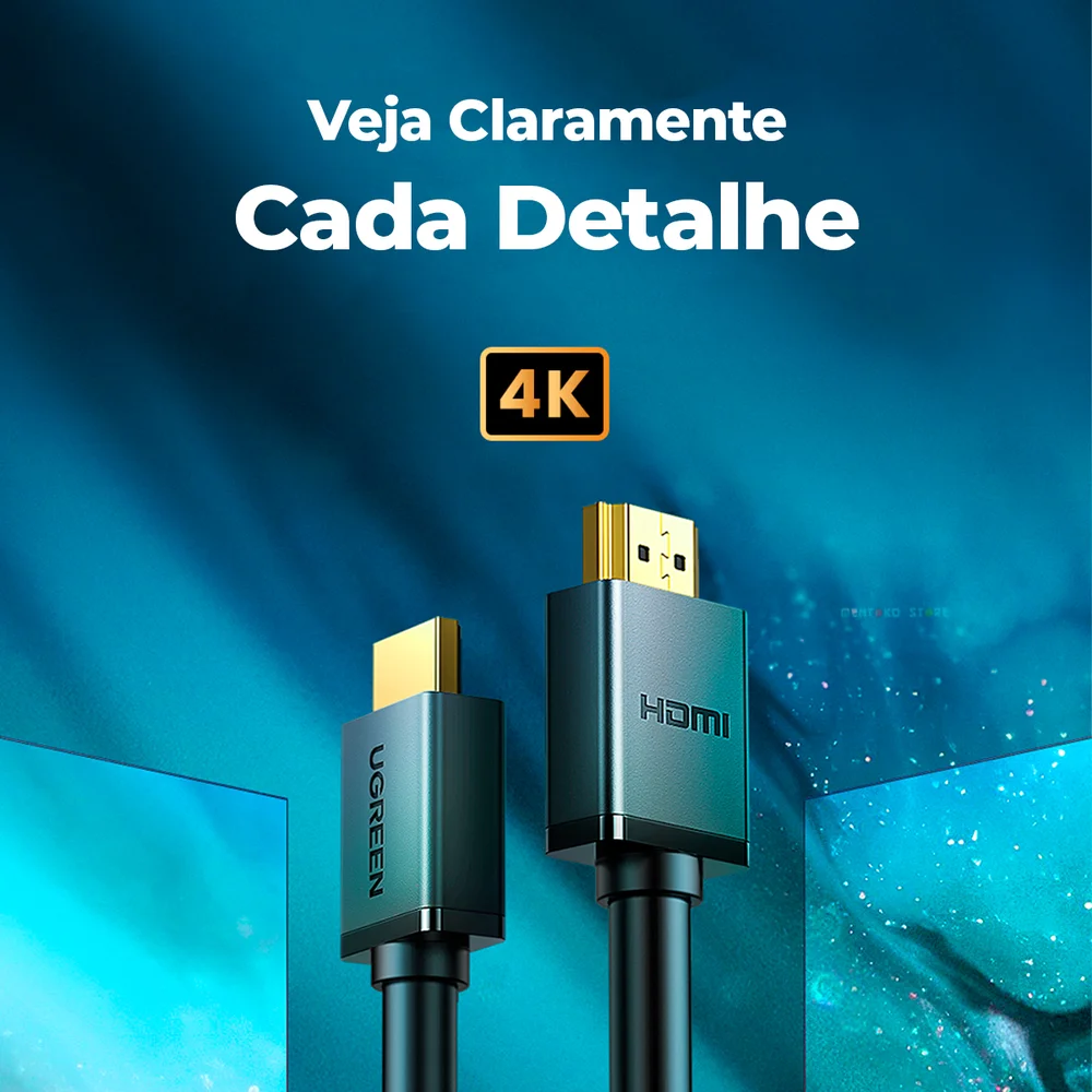Imagem 4 de 5 do produto Cabo HDMI Blindado 2.0 Ugreen FULL HD 4k PS4 Tv Home 10m