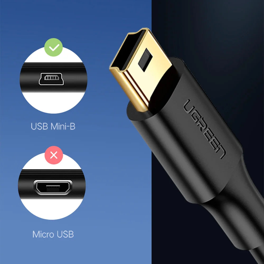 Imagem 5 de 5 do produto Cabo Mini USB B 2.0 V3 Ps3 Ugreen Gps Canon T Blue Yeti 1.5m