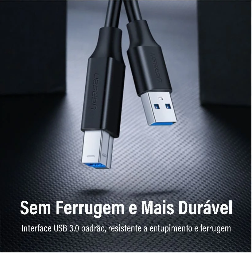 Imagem 3 de 5 do produto Cabo USB B 3.0 Ugreen HD Externo Monitor Gamer 2m