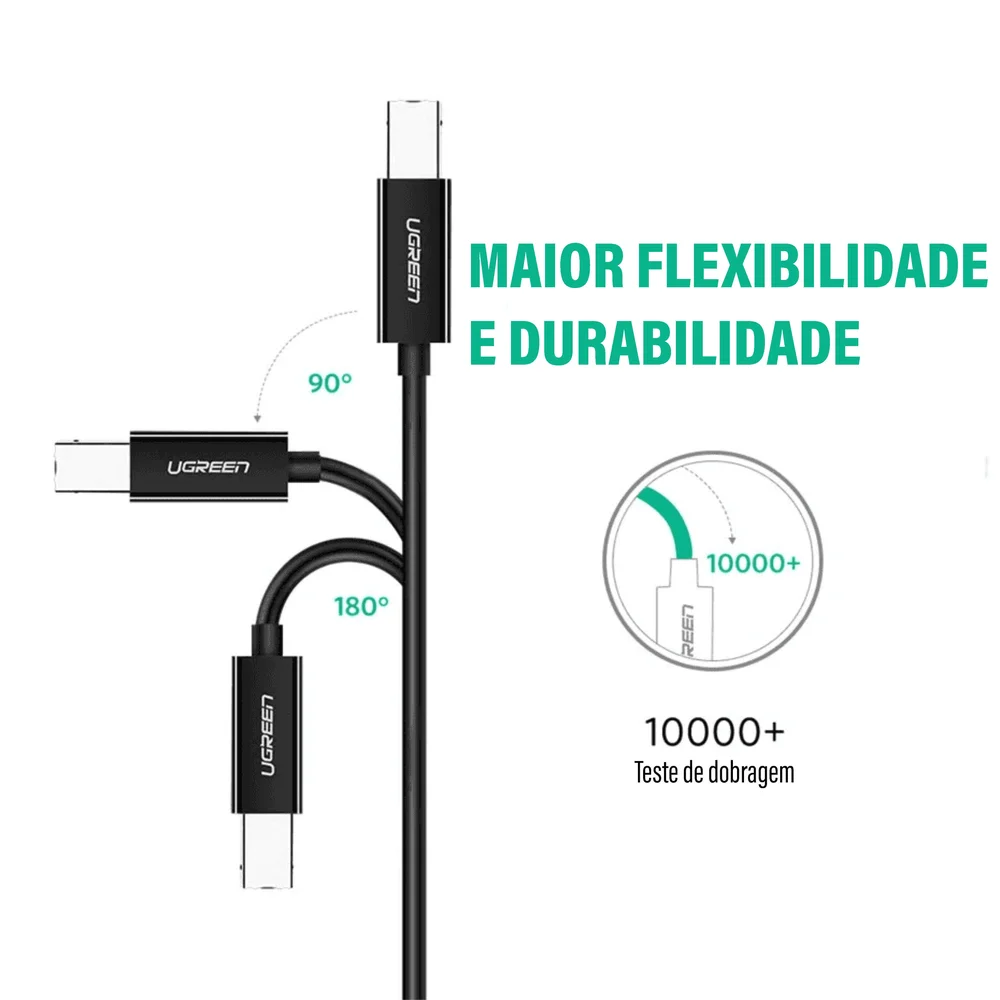 Imagem 2 de 5 do produto Cabo USB C Impressora USB B 2.0 Ugreen Macbook HP Epson 2m