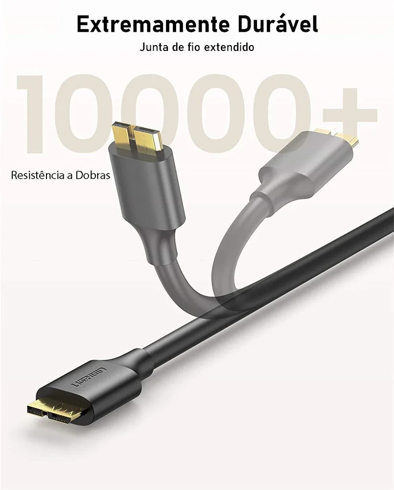 Imagem 2 de 5 do produto Ugreen Cabo Micro Usb B 3.0 5GBps Samsung S5 Note3 Hd 50cm