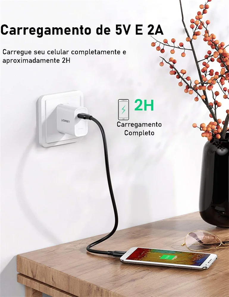 Imagem 5 de 5 do produto Ugreen Cabo Micro Usb B 3.0 5GBps Samsung S5 Note3 Hd 50cm