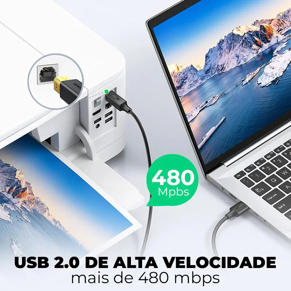 Imagem 4 de 5 do produto Ugreen Cabo Usb B 2.0 Impressora Universal Hp Epson 1.5m
