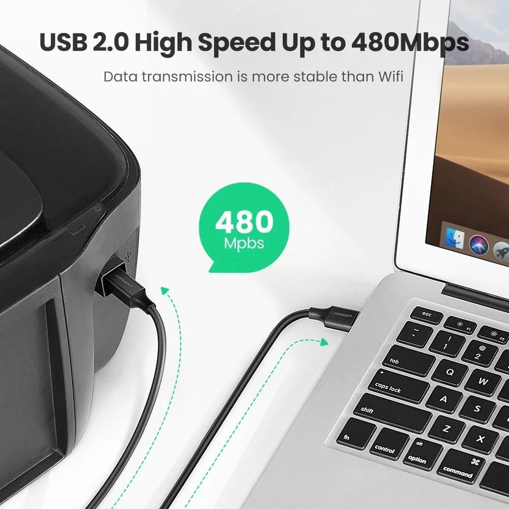 Imagem 5 de 5 do produto Ugreen Cabo Usb B 2.0 Impressora Universal Hp Epson 3m