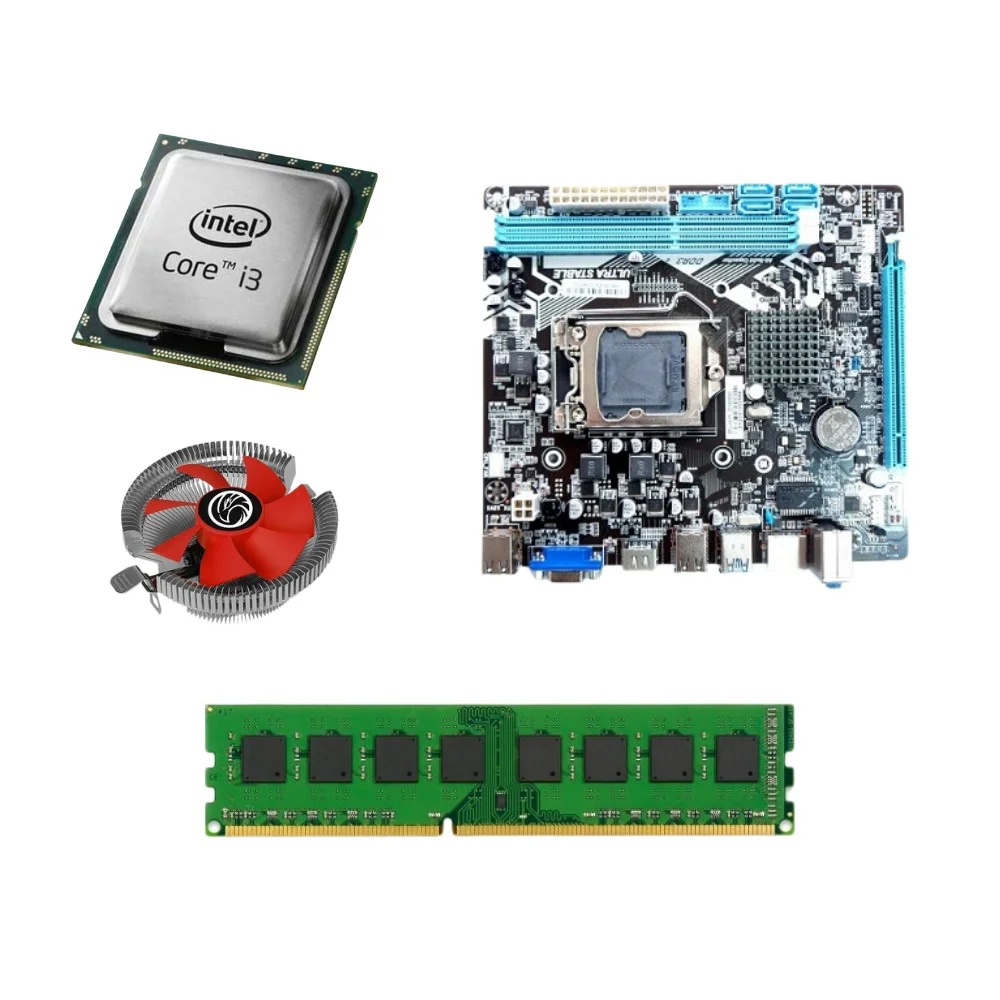 Kit Pl Mãe H61 + Processador I3 2100 + Mem 4 Gb Ddr3 + Cooler + Fonte