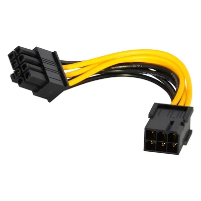 Cabo Adaptador Energia 6pin Para 8pin Pci-e Extensor Divisor, Conector Splitter, Adaptador Y, Amarelo - Placa De Vídeo