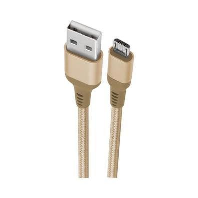 Cabo Micro USB Geonav, Nylon Trançado, 1mt, Dourado, Esmigo