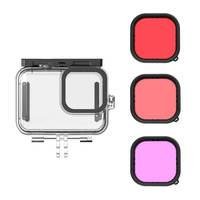 Kit Mergulho GoPro Hero 12 / 11 / 10 / 9 Black - Caixa Estanque + Filtros - Telesin