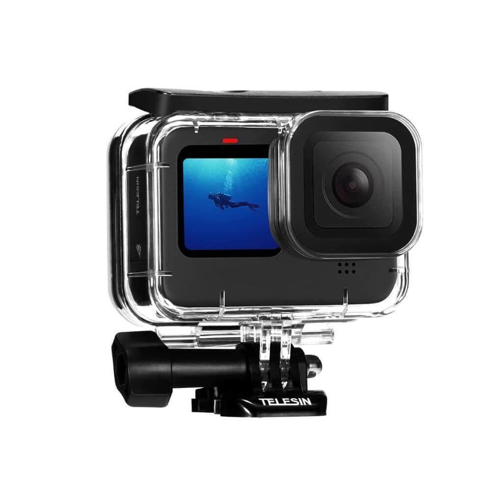 Kit Mergulho GoPro Hero 12 /  11 / 10 / 9 Black - Caixa Estanque + Filtros - Telesin