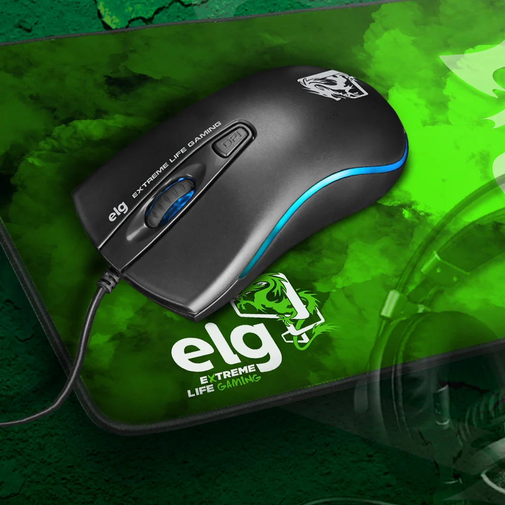 Imagem 4 de 5 do produto Mouse Gamer Dragon War, 2400 Dpi, LED 7 Cores, 4 Botões, Cabo Nylon 1,5 Metros, Usb, Preto, Mgdw, Elg