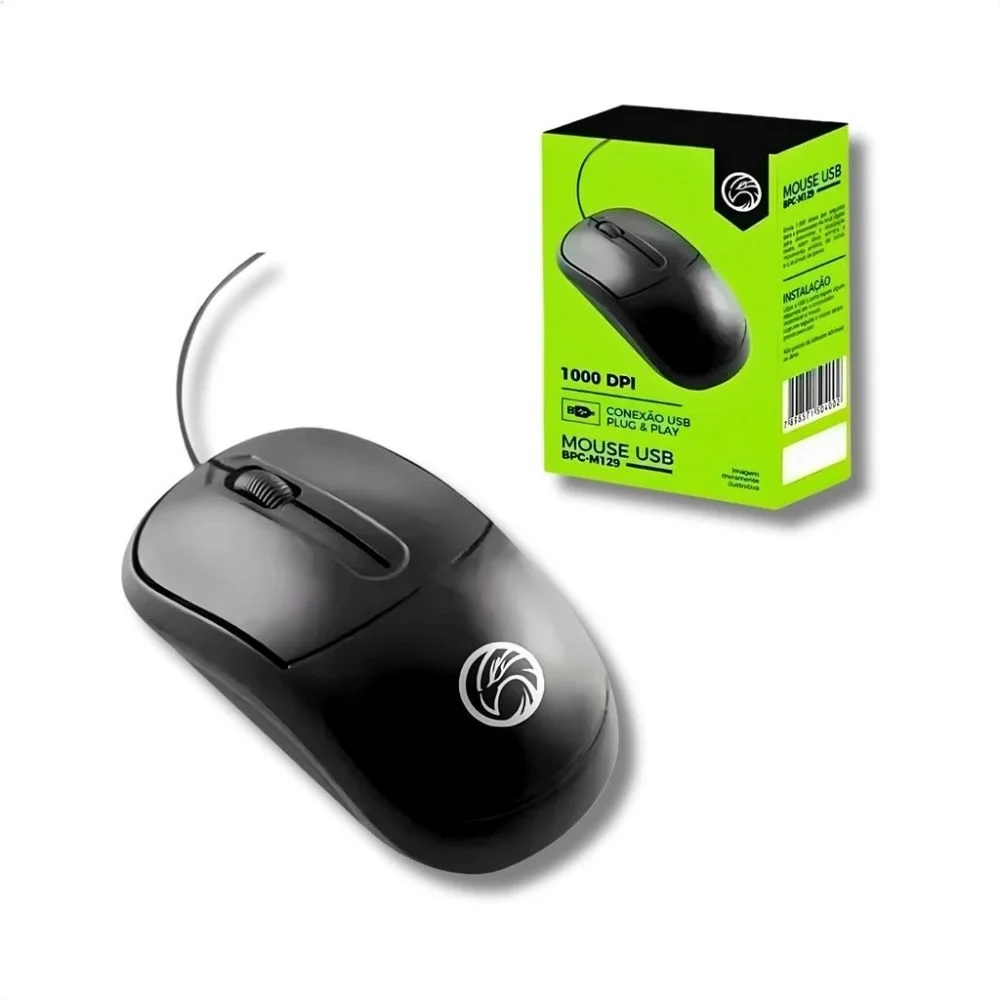 Mouse Óptico USB, Brazil Pc, Bpc-m129, 1000DPI Mouse Óptico USB, Brazil Pc, Bpc-m129, 1000DPI