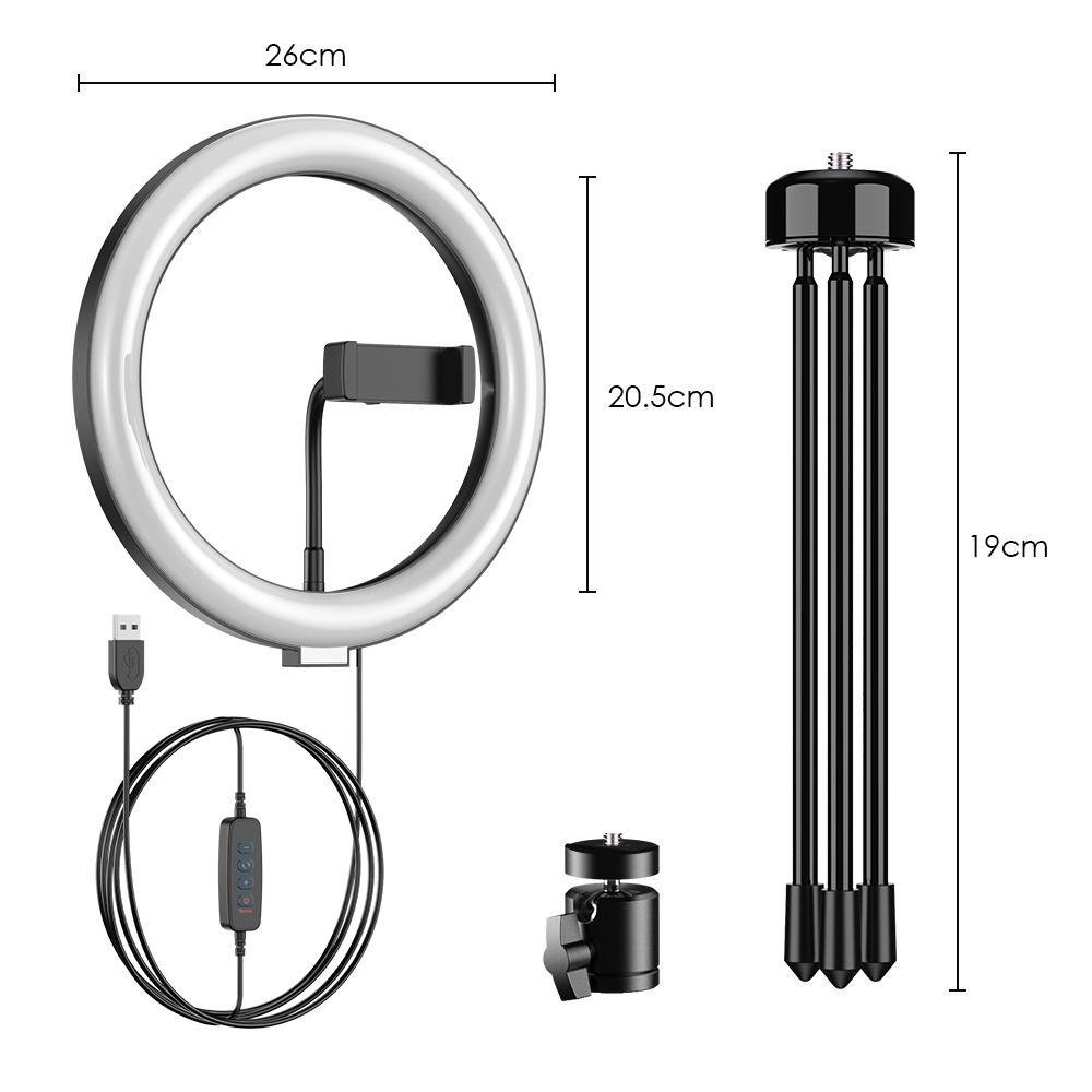 Imagem 3 de 5 do produto Iluminador Circular De Led Ring Light 26cm Com Tripé - Apexel