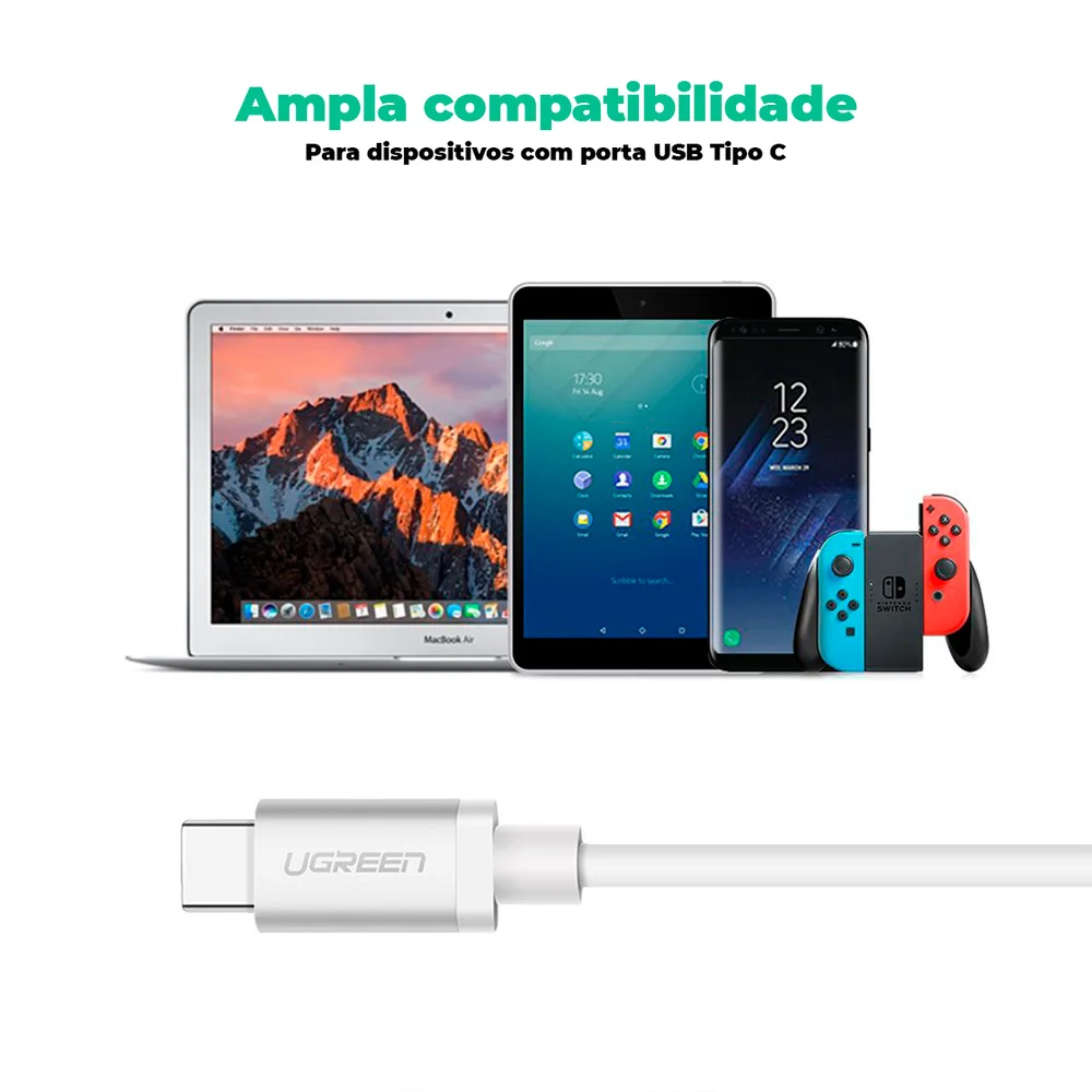 Imagem 2 de 5 do produto Cabo USB C Macho Ugreen Carregador Celular 60w Premium 1.5m