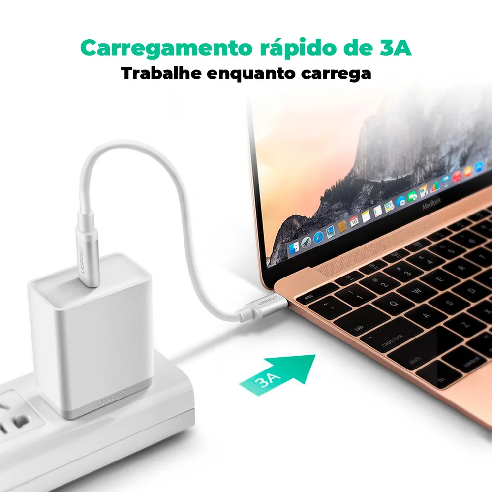 Imagem 5 de 5 do produto Cabo USB C Macho Ugreen Carregador Celular 60w Premium 1.5m