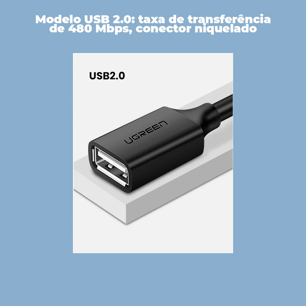 Imagem 3 de 3 do produto Ugreen Cabo Extensor Usb A 2.0 480MBps Extensão Premium 1m