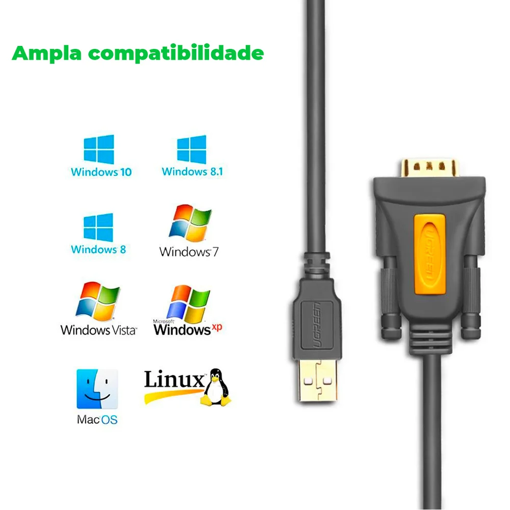 Imagem 3 de 5 do produto Cabo Adaptador Serial USB 2.0 Para Rs232 Db9 Ugreen 2m.